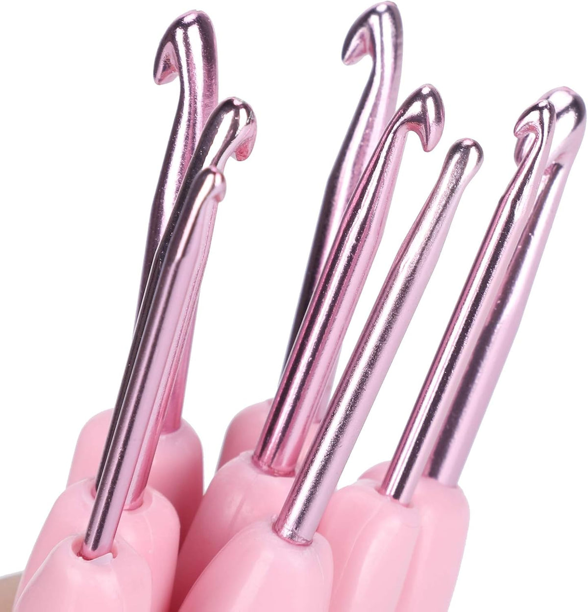Changor 8pcs Crochet Hooks, Ergonomic Plastic Handle Knitting Needles