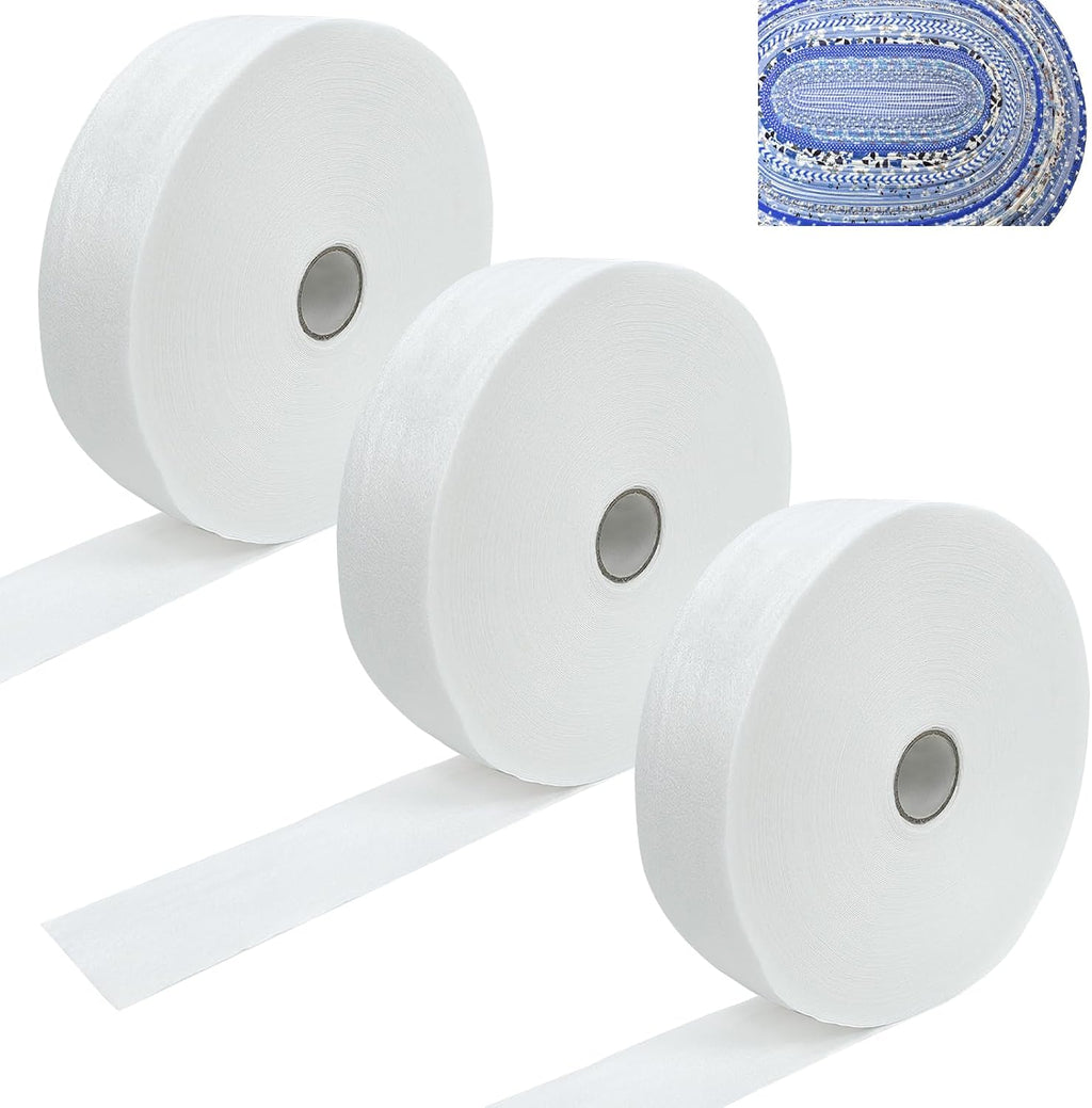 CODOHI 3 Rolls Jelly Roll Batting Strips for Rugs 2 1/2 in Cotton