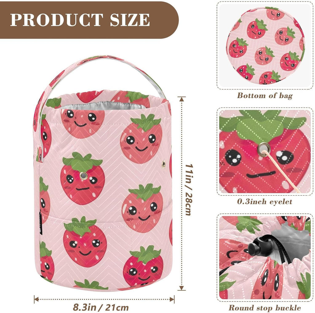 YETTASBIN Strawberry Yarn Storage Bag, Large Crochet Knitting Bag