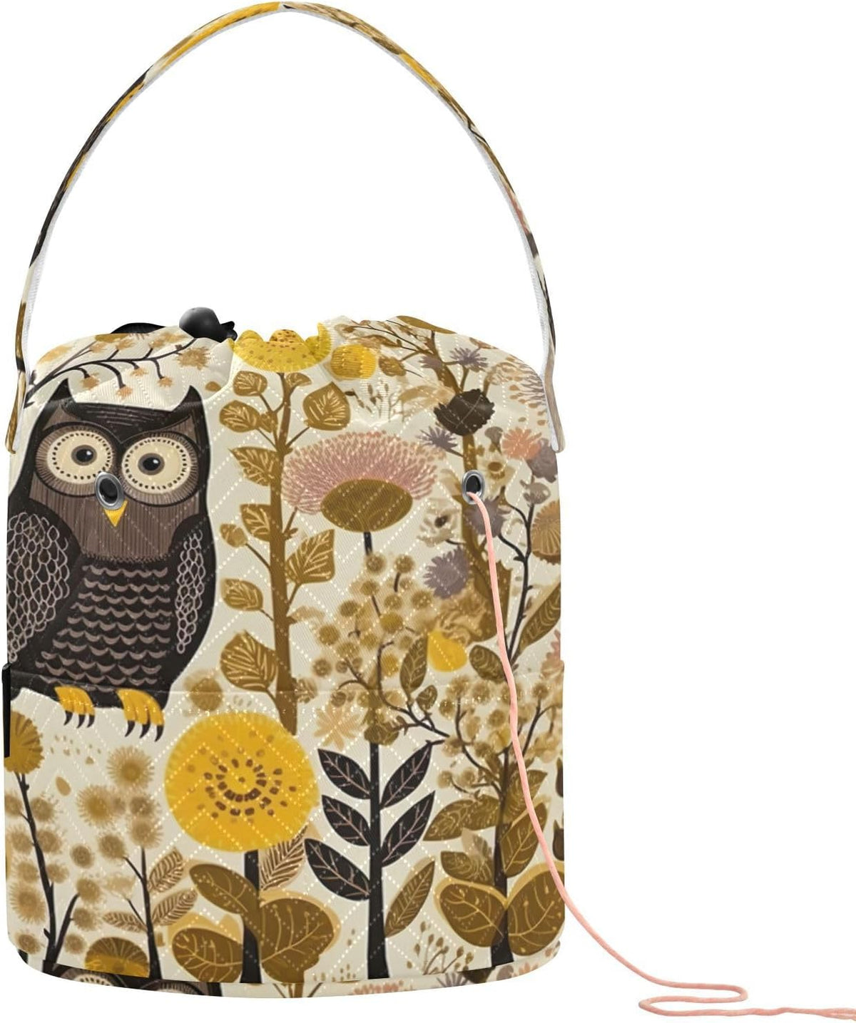 YETTASBIN Flower Owl Yarn Storage Bag, Large Crochet Knitting Bag