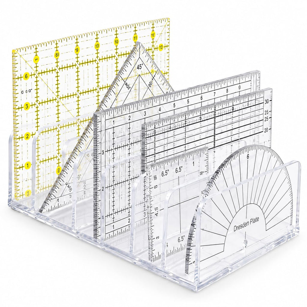Quilting Ruler Holder, Lolytama 7-Slot Clear Organizer for Sewing Desk