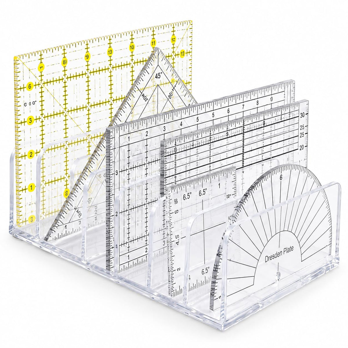 Quilting Ruler Holder, Lolytama 7-Slot Clear Organizer for Sewing Desk