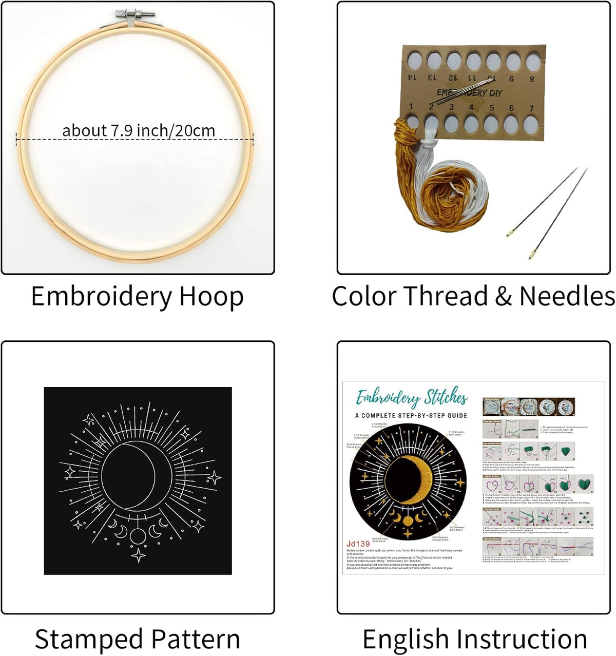 Louise Maelys Tarot Moon Embroidery Kit for Beginners Starry DIY Set