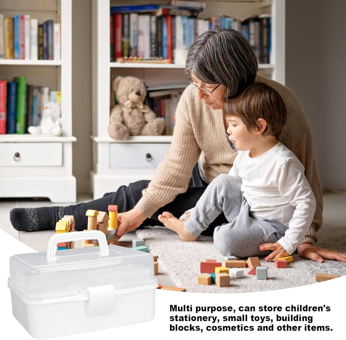 10Inch Tackle Box Organizer and Storage,Three-Layer Sewing Box With 2