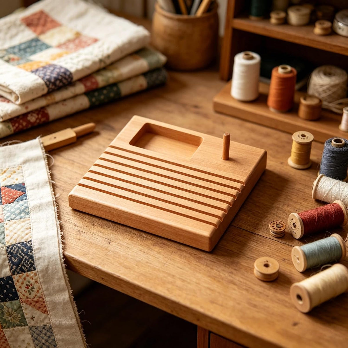 Wood Quilt Ruler Holder, Quilting Organizer with 0.22 in and 0.55 cm
