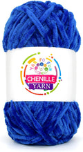 100g Velvet Chenille Yarn for Crocheting,Royal Blue Fluffy Velvet