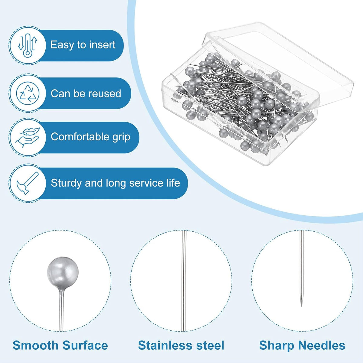 PATIKIL Sewing Pins, 600 Pcs 1.5 Inch Straight Pin with Plastic