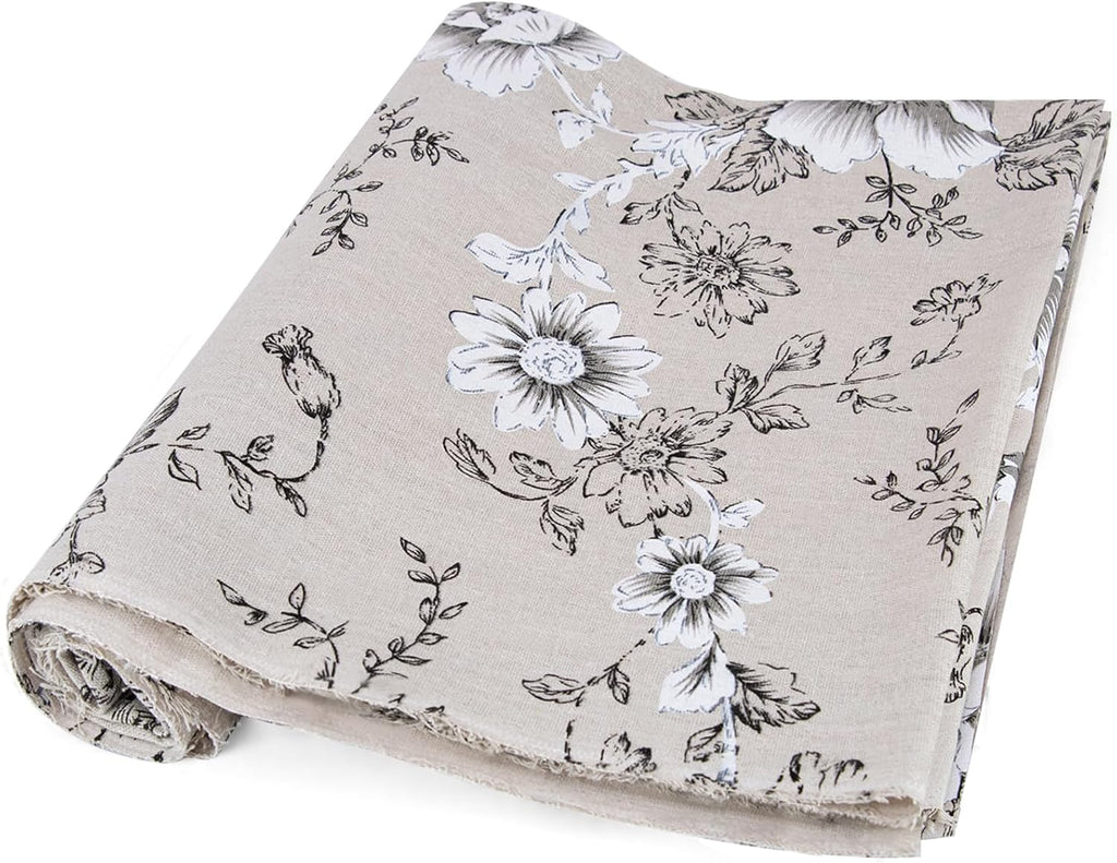 Linen Floral Upholstery Fabric by The Yard,10 Yard 62 Inch Width
