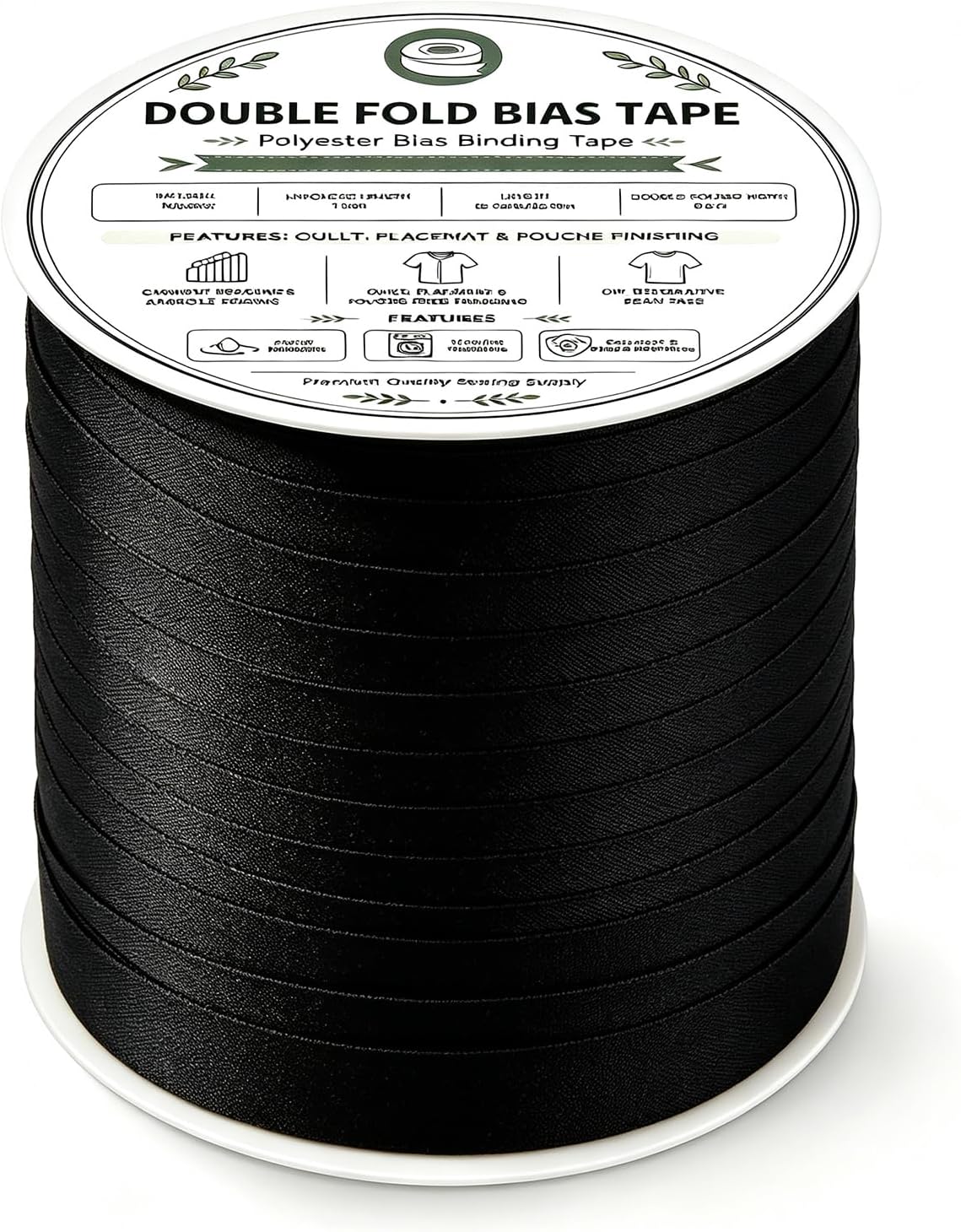 55 Yds 1/2 Inch Double Fold Bias Tape for Sewing Seam Binding Black