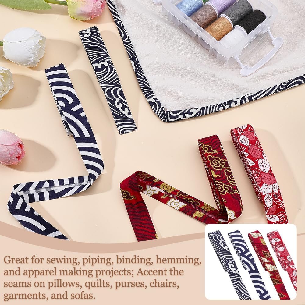 FINGERINSPIRE 10.9Yard Floral Double Fold Bias Tape 3/4 inch Wide