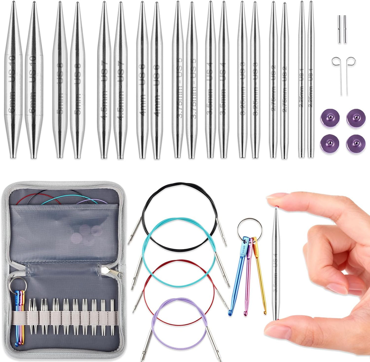 Svartur 2 inch Shorties Interchangeable Circular Knitting Needles Size