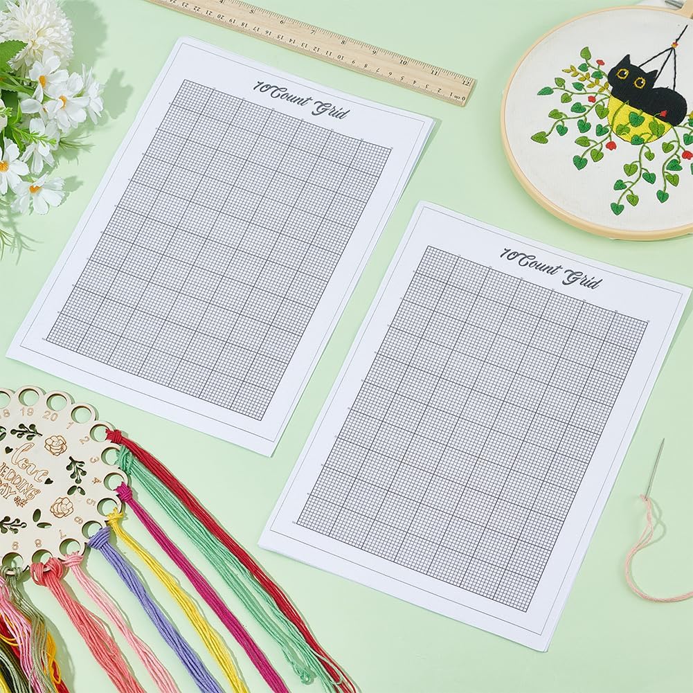 FREEBLOSS 6 Sheets 10CT Water Soluble Cross Stitch Graph Paper