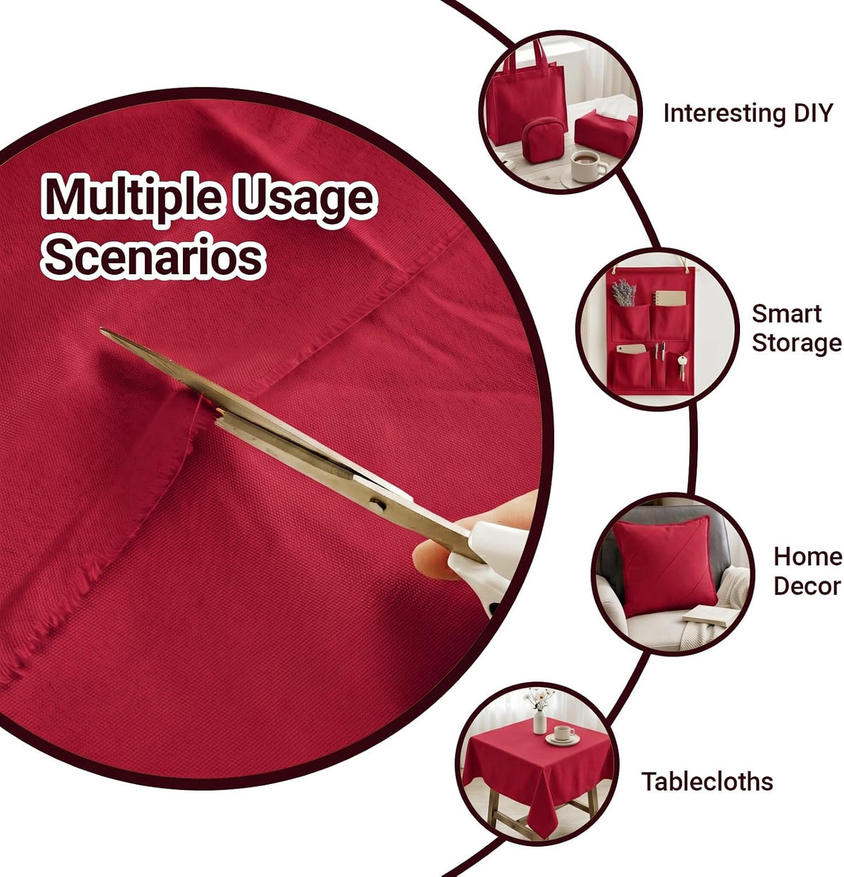 Red Poly Cotton Canvas Fabric, 1 Yard, 59 Inch Wide