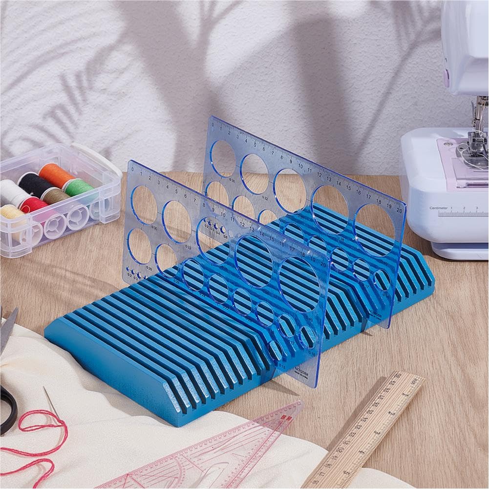 PH PandaHall 30 Slots Pine Wood Quilting Ruler Holder Sewing Ruler