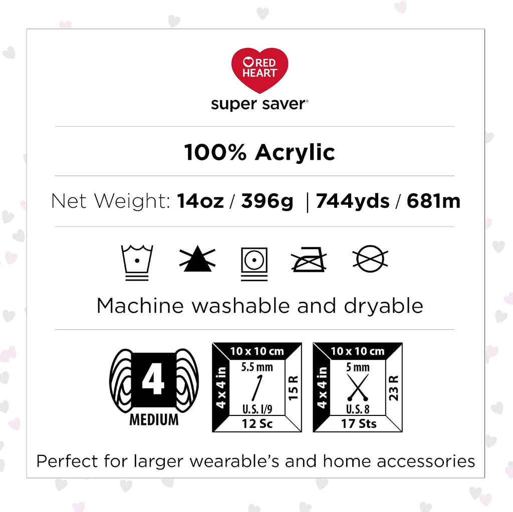 Red Heart Super Saver Jumbo Yarn for Crocheting, Buff, 2-Pack