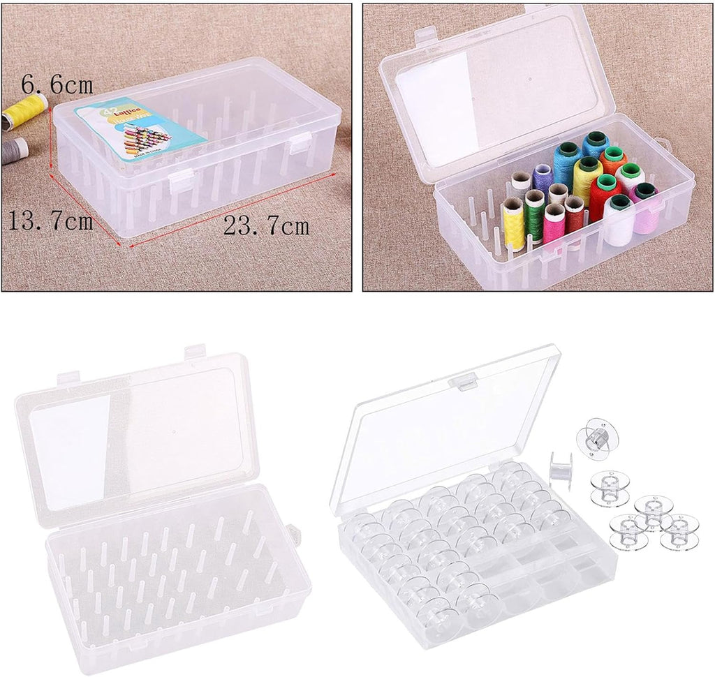 Sewing Thread Storage Box Featuring 25 Compartments Bobbins Holder