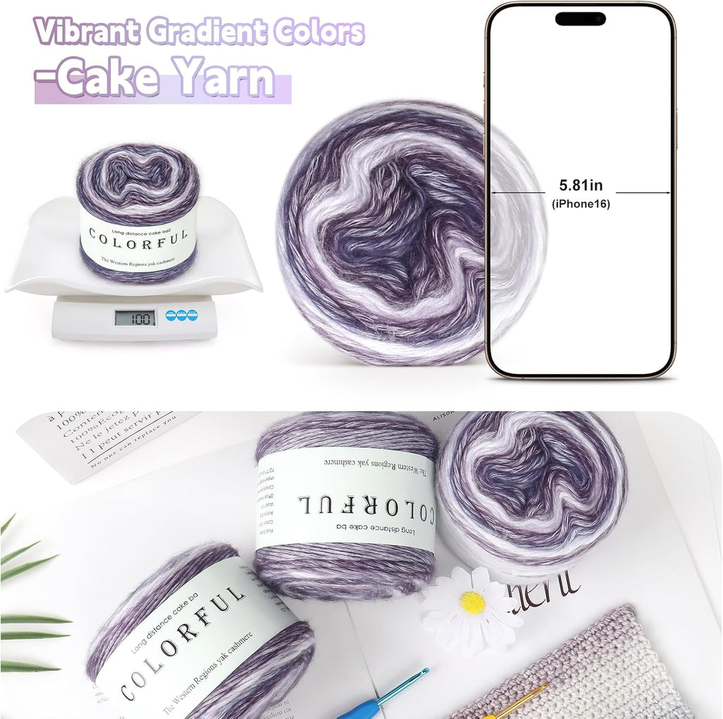 Katech Gradient Cake Yarn for Crocheting Knitting-4 Pack of 100g/3.52