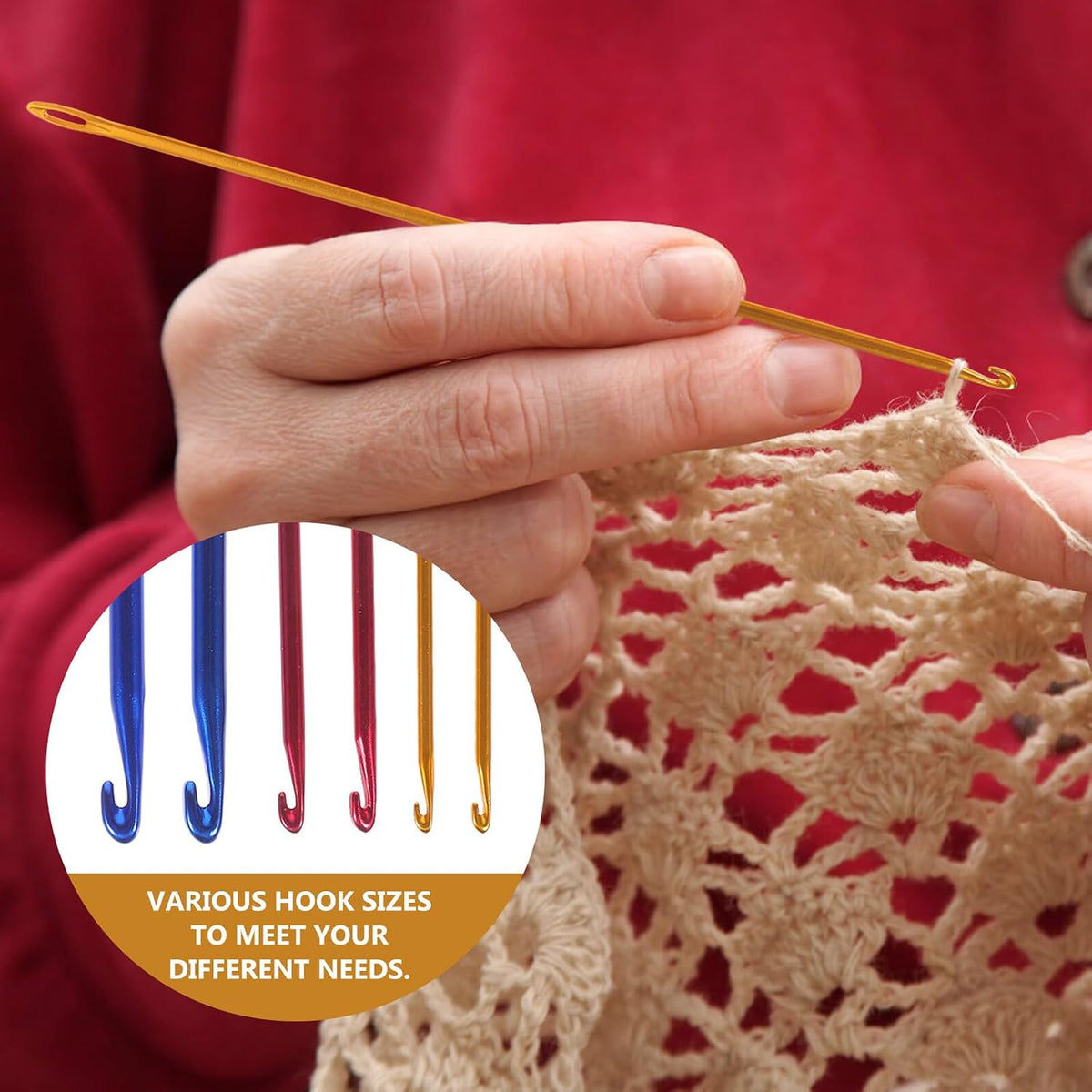 Aluminum Crochet Hooks with Holes, 6Pcs Knooking Hooks Set