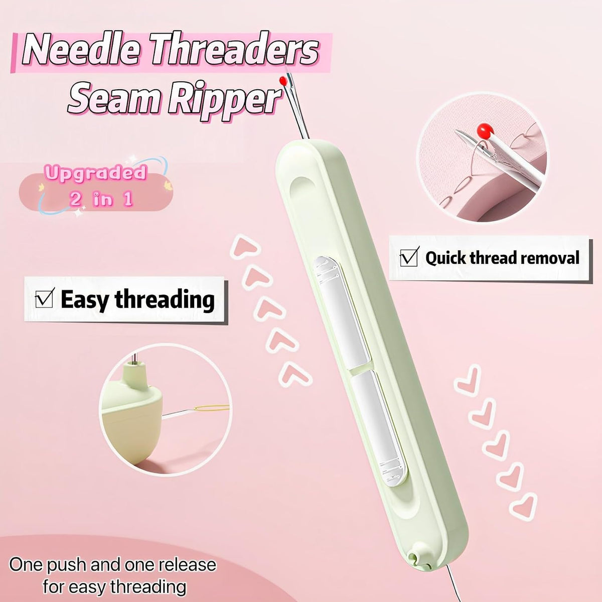 2 in 1 Needle Threaders Seam Ripper,Sewing Supplies,Multifunctional
