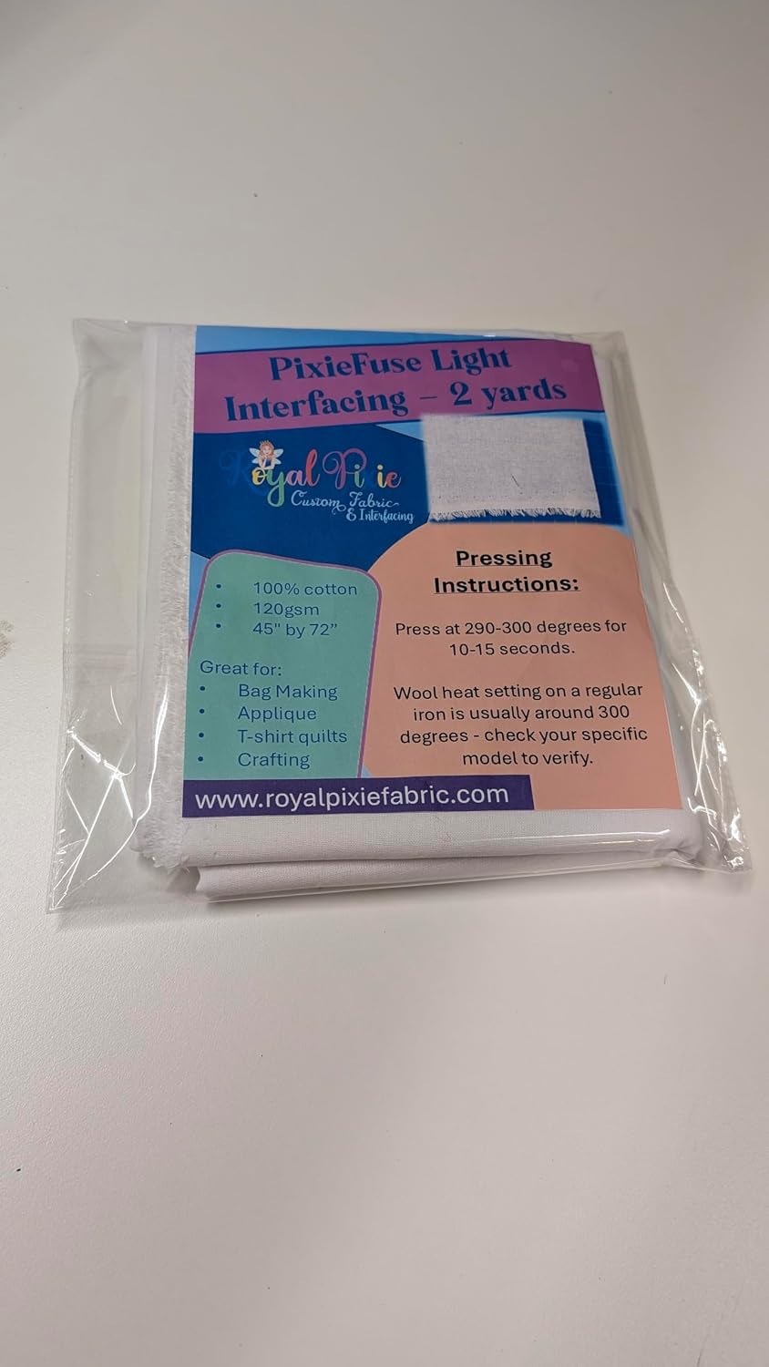PixieFuse Light Fusible Interfacing, White, 100% Cotton, Lightweight