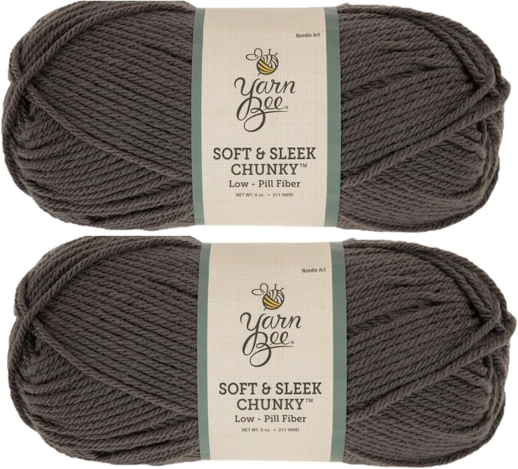 Hobby Lobby Yarn Bee Soft & Sleek Chunky Yarn, 40 Dark Gray, Set of 2
