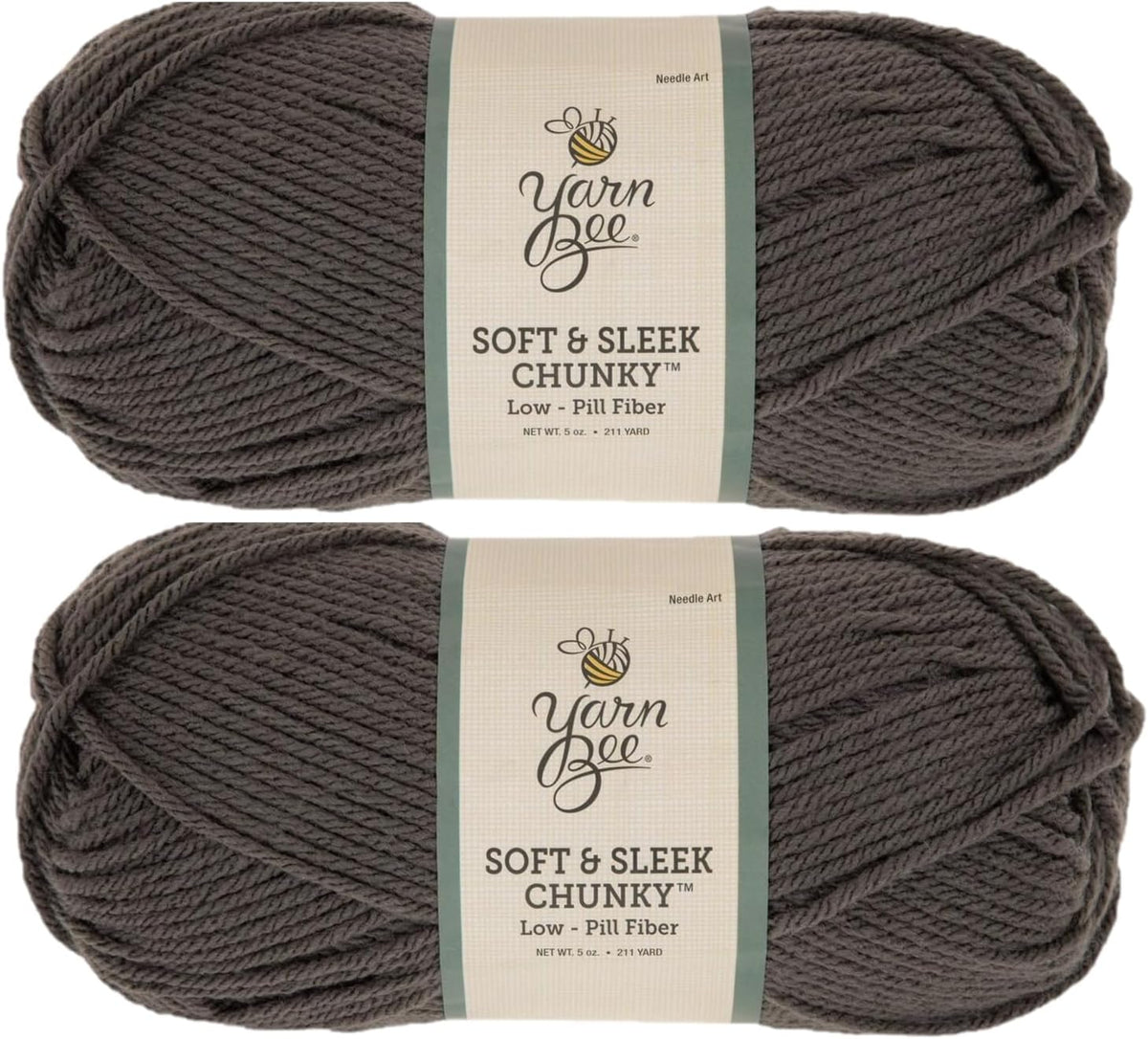Hobby Lobby Yarn Bee Soft & Sleek Chunky Yarn, 40 Dark Gray, Set of 2