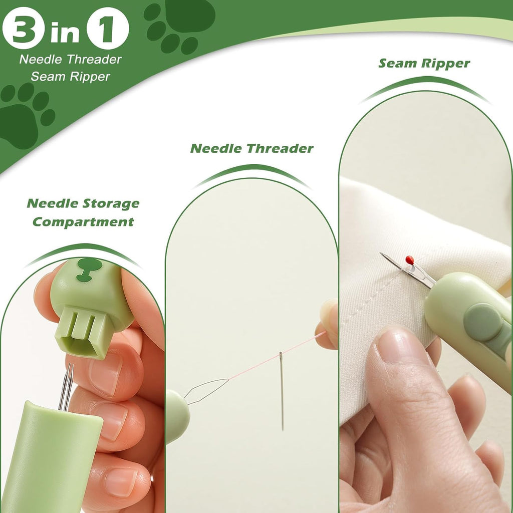 3 in 1 Automatic Needle Threader & Seam Ripper Tool with Storage, 3PCS