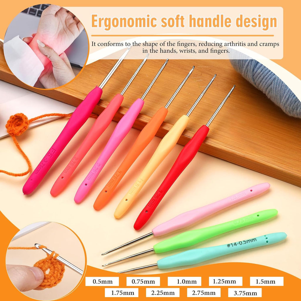 SHWAKK Small Crochet Hook, 0.5 mm Lace Ergonomic Crochet Hooks