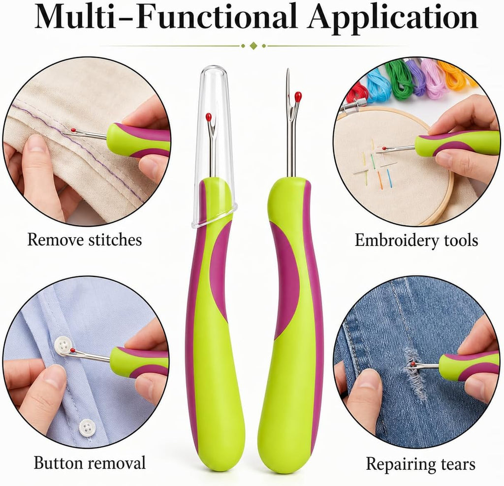 5-Piece Stitch Remover Tool,Seam Cutter for Sewing Kit with Green
