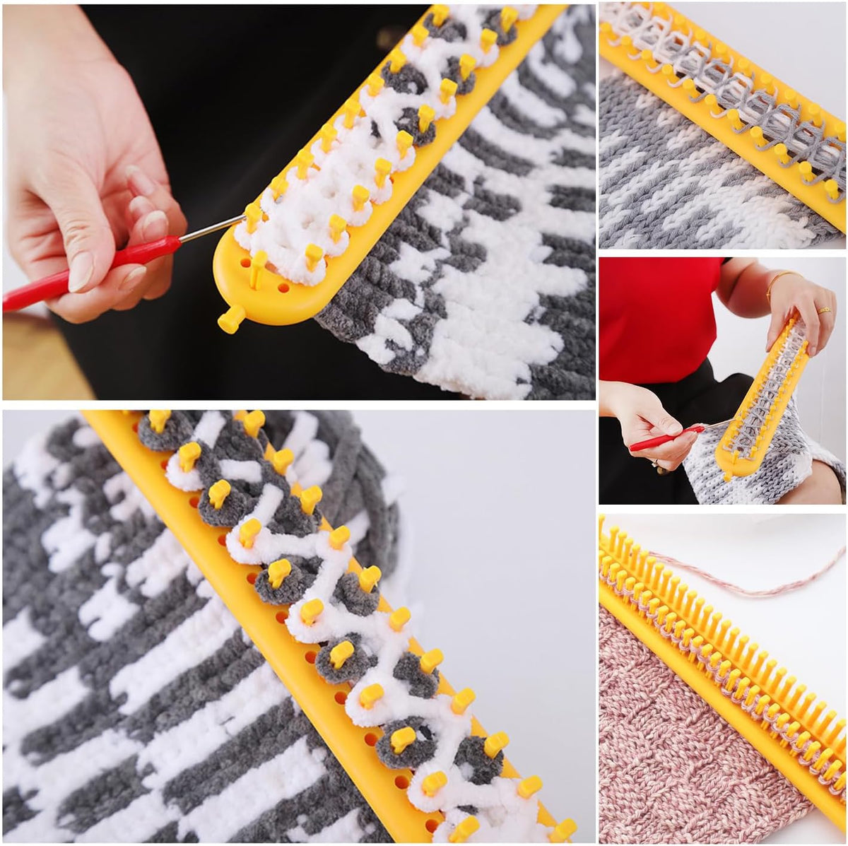 cureder Knitting Loom Long Knitting Loom Kit- Set of 4 Plastic Looms