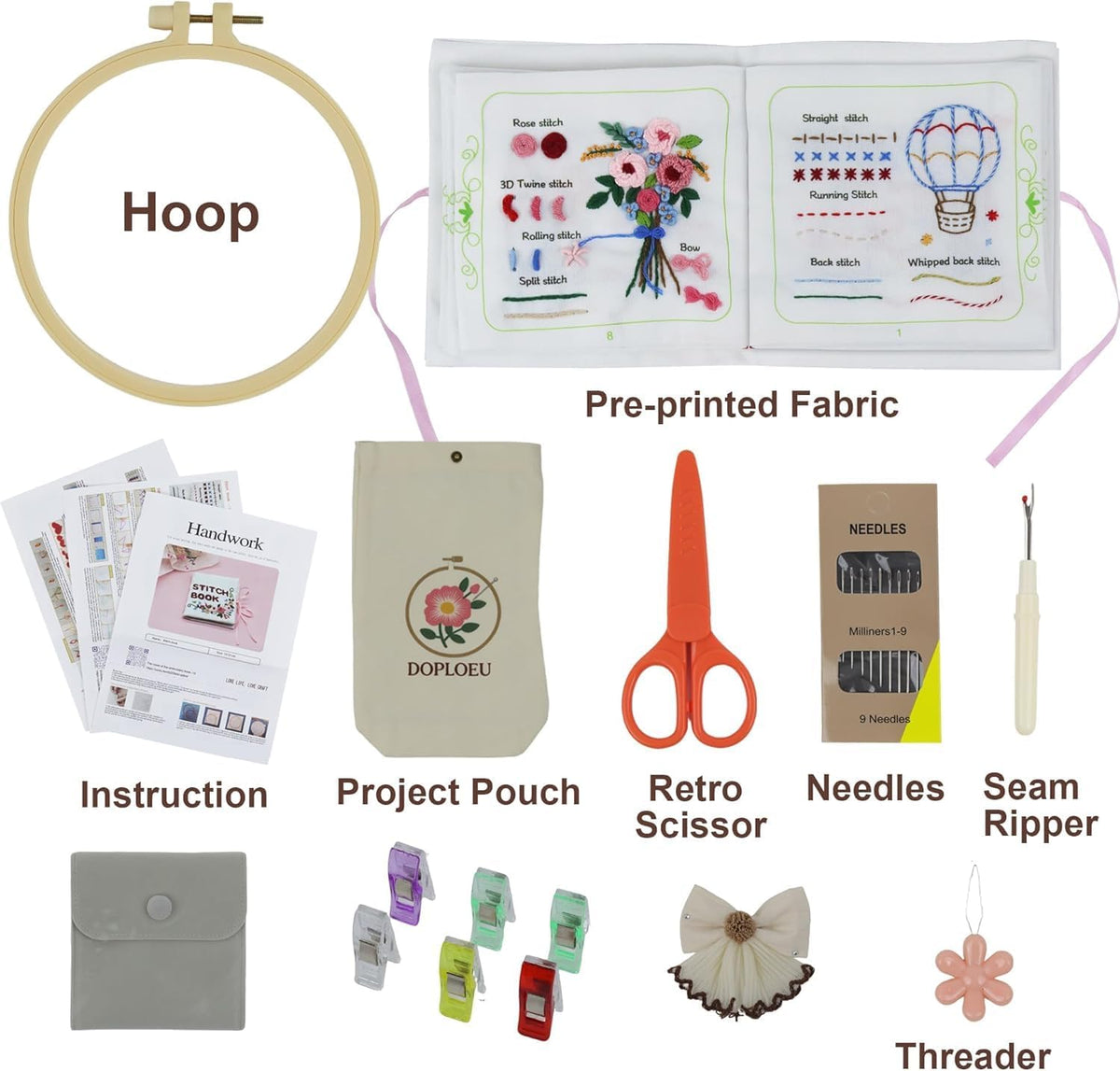 Embroidery Stitch Book Kit for Beginners & Adults,33 Essential