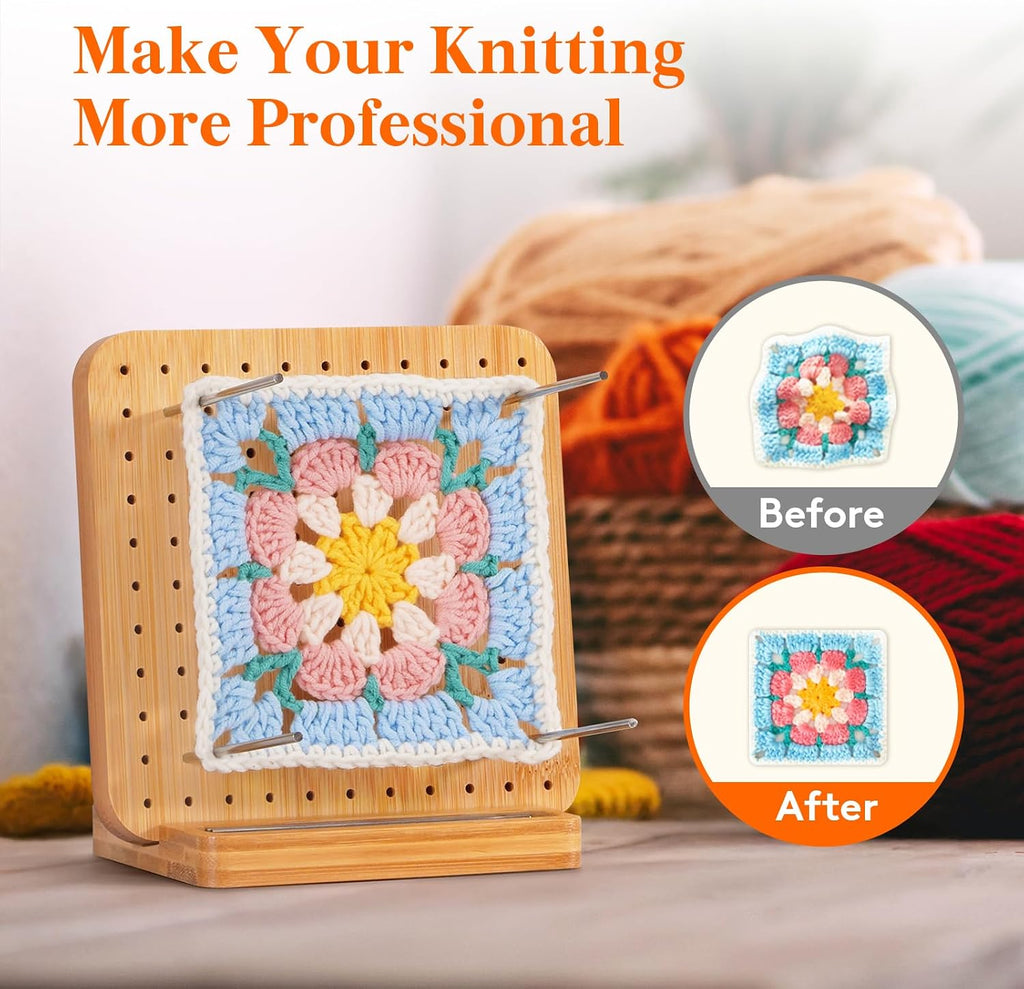 Lifewit 5.9" Crochet Blocking Board with 10 Pegs for Knitting &
