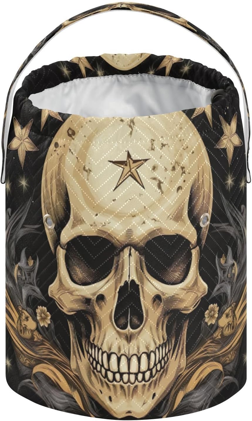 YETTASBIN Skull Star Yarn Storage Bag, Large Crochet Knitting Bag