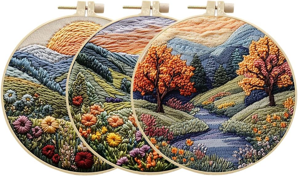 Eforcase 3 Sets Embroidery Starter Kit for Adult Beginner with