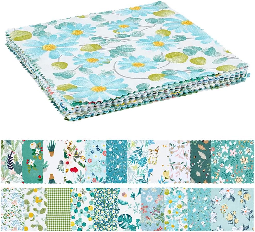 PH PandaHall 42pcs Floral Cotton Fabric Squares, 21 Styles 5x5 inch