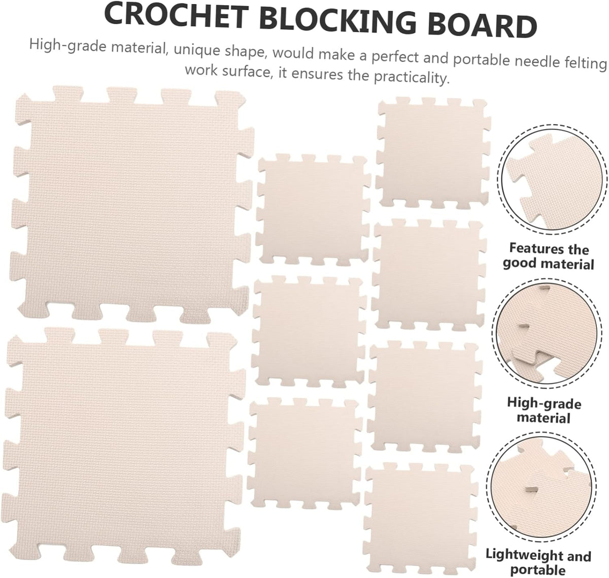 Portable Foam Knitting Board 9pcs Multi-Function Blocking Mat