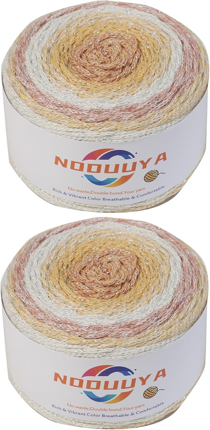 Ombre Gradient Yarn Cake 2 Pack – 400g Metallic Glitter Yarn CYC 4