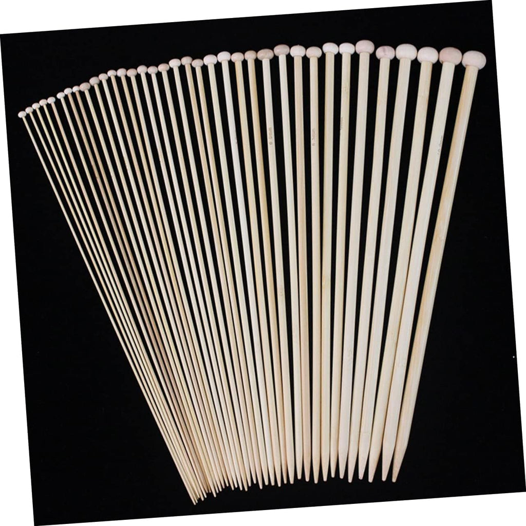 36 Piece Single Pointed Knitting Needles for Beginners, Khaki Plastic