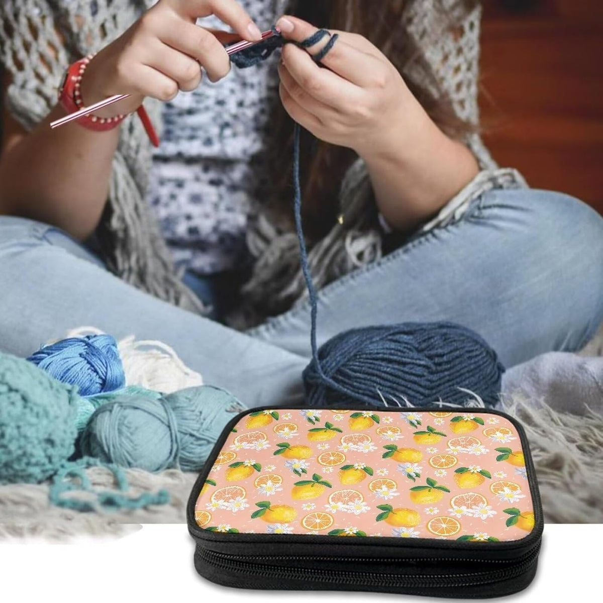 Bivxisrvo Lemon Crochet Hook Case, Knitting Needle Case Without Hooks