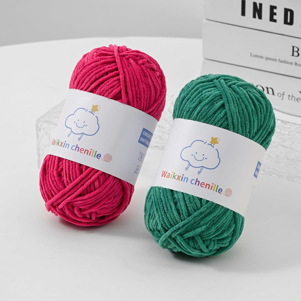 6 Pack of Skinny Chenille Yarn for Crocheting, Amigurumi Yarn&Baby