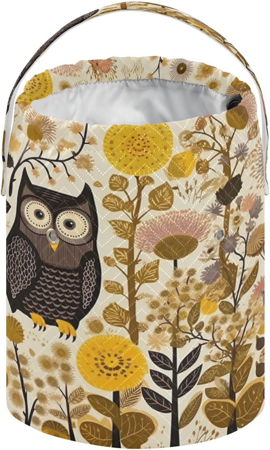 YETTASBIN Flower Owl Yarn Storage Bag, Large Crochet Knitting Bag
