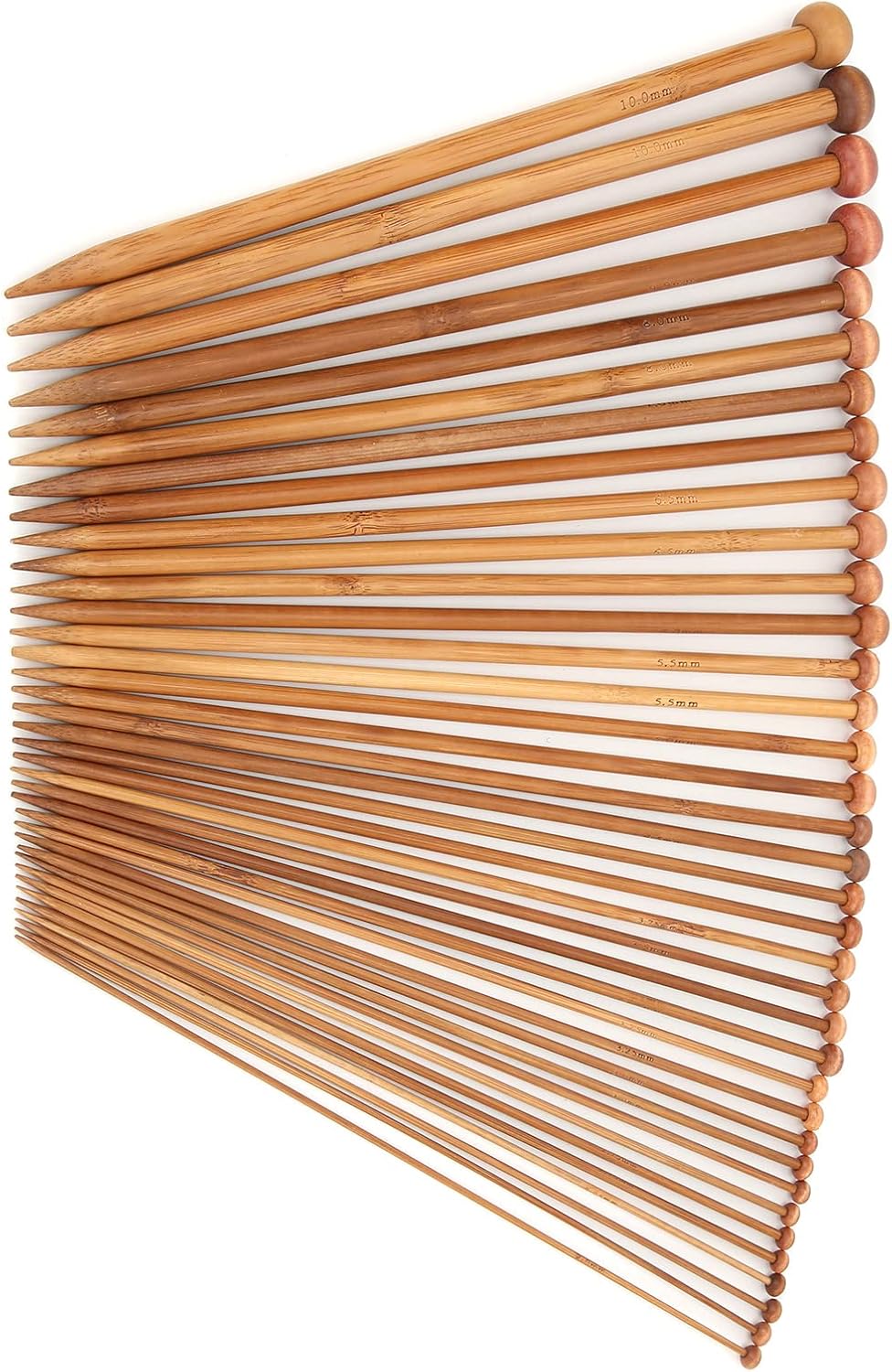 KIMISS 36Pcs Single Point Knitting Needles, Bamboo Material