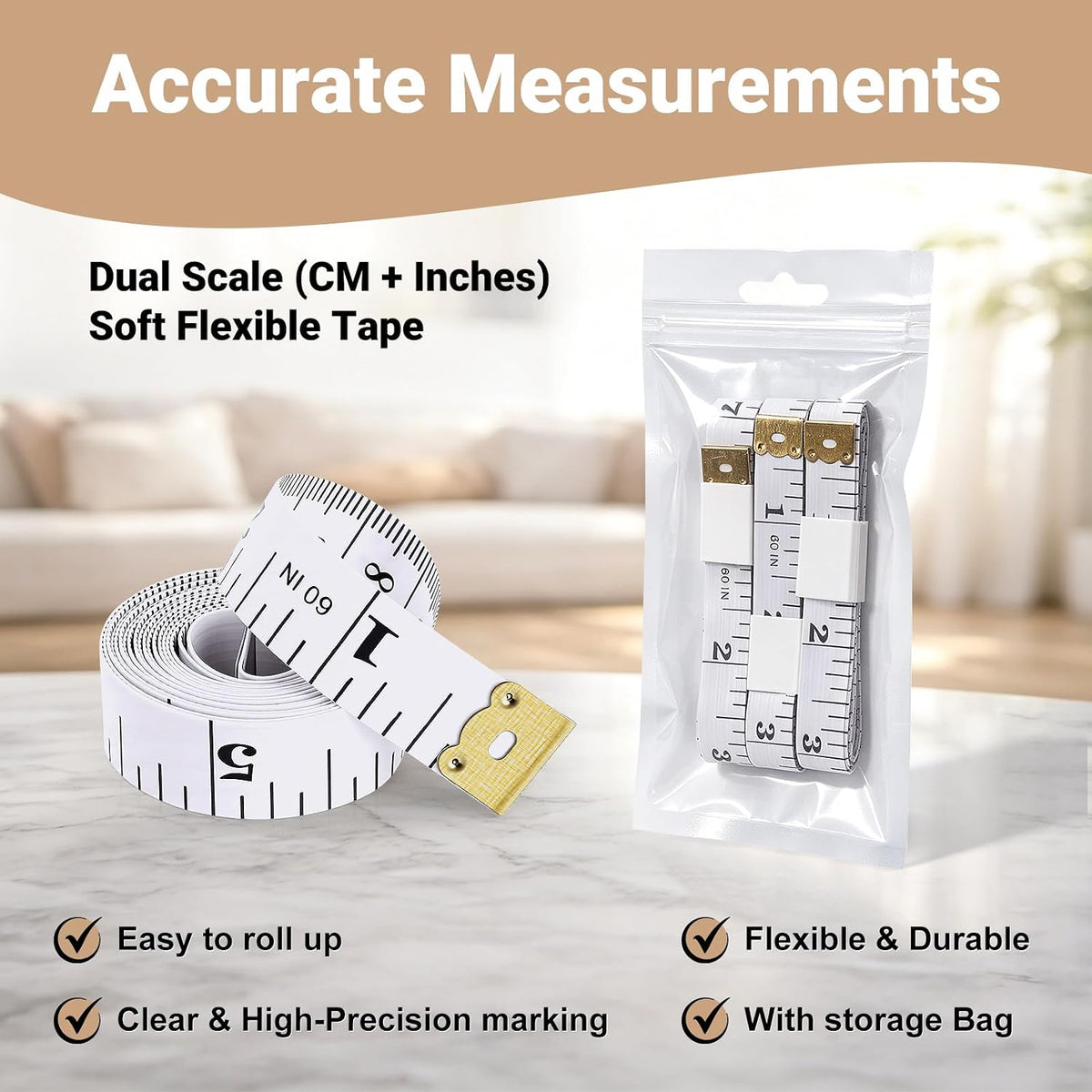 3 Pack Flexible Tape Measure,Soft Measuring Tape for Body Measurement
