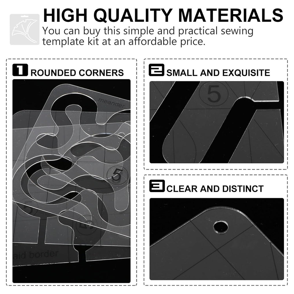 Acrylic Quilting Rulers 4 Pcs for Machine Stitching Templates