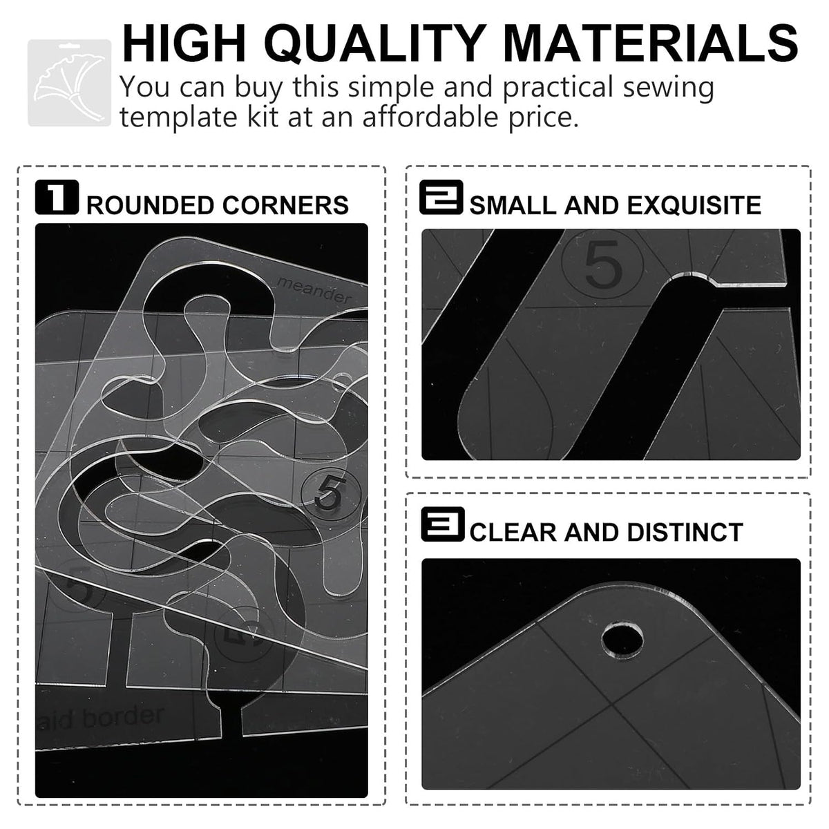 Acrylic Quilting Rulers 4 Pcs for Machine Stitching Templates