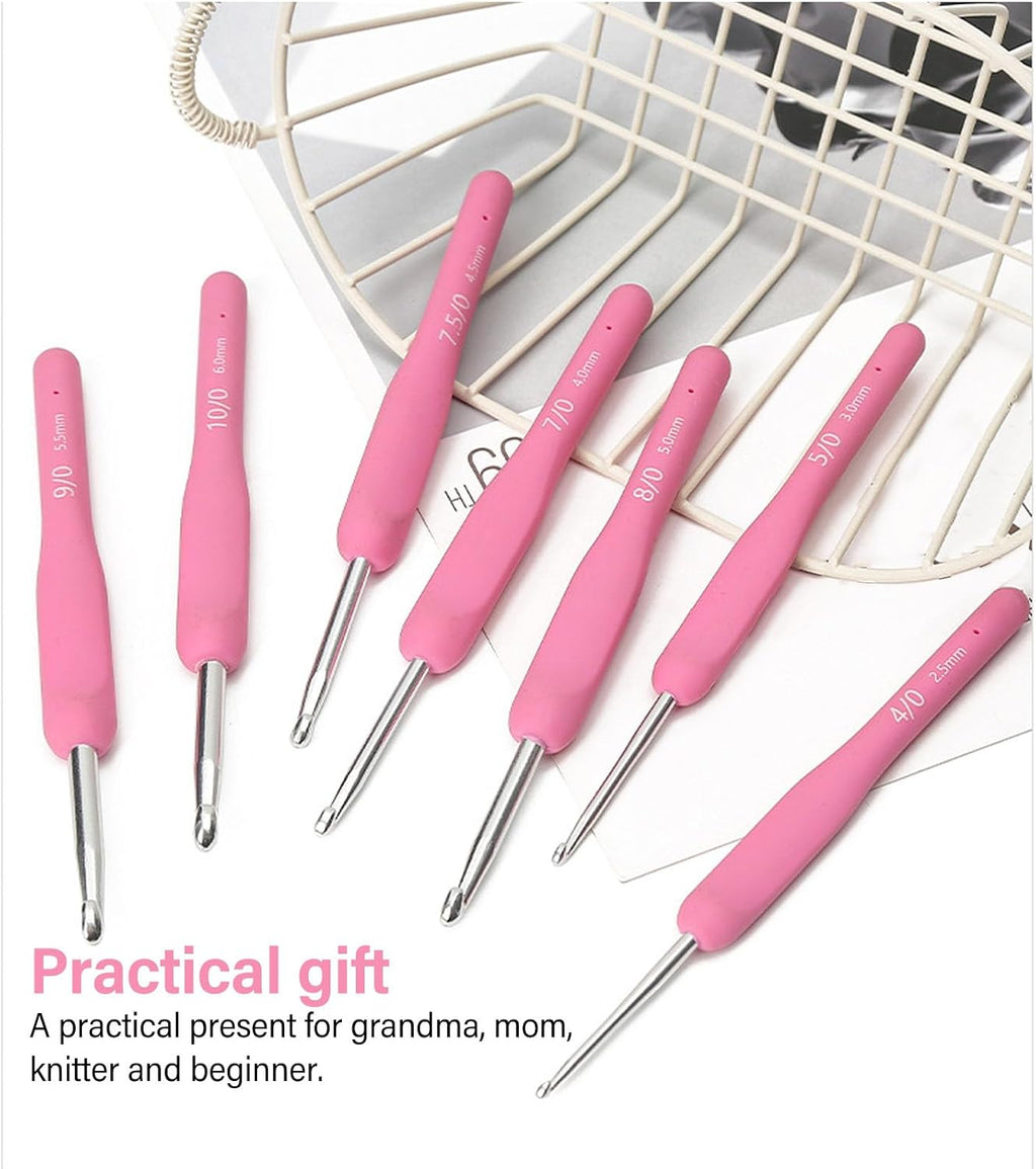 Zerodis 10Pcs Crochet Hook Set, Ergonomic Handle Smooth Silicone Grip