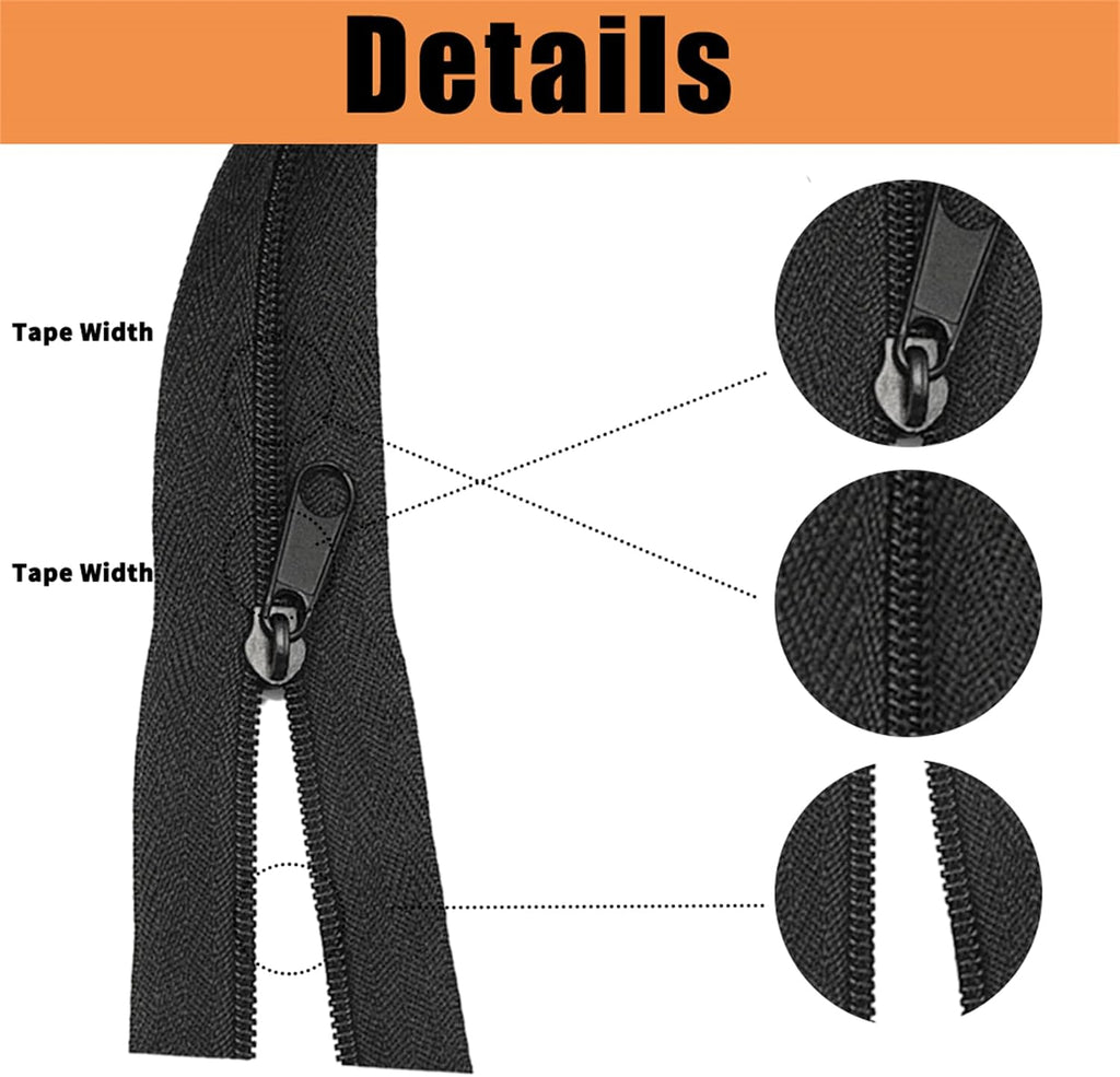 #8 Zippers Nylon Coil Zippers by The Yard Bulk, 360 Inch 10 Yards Bulk