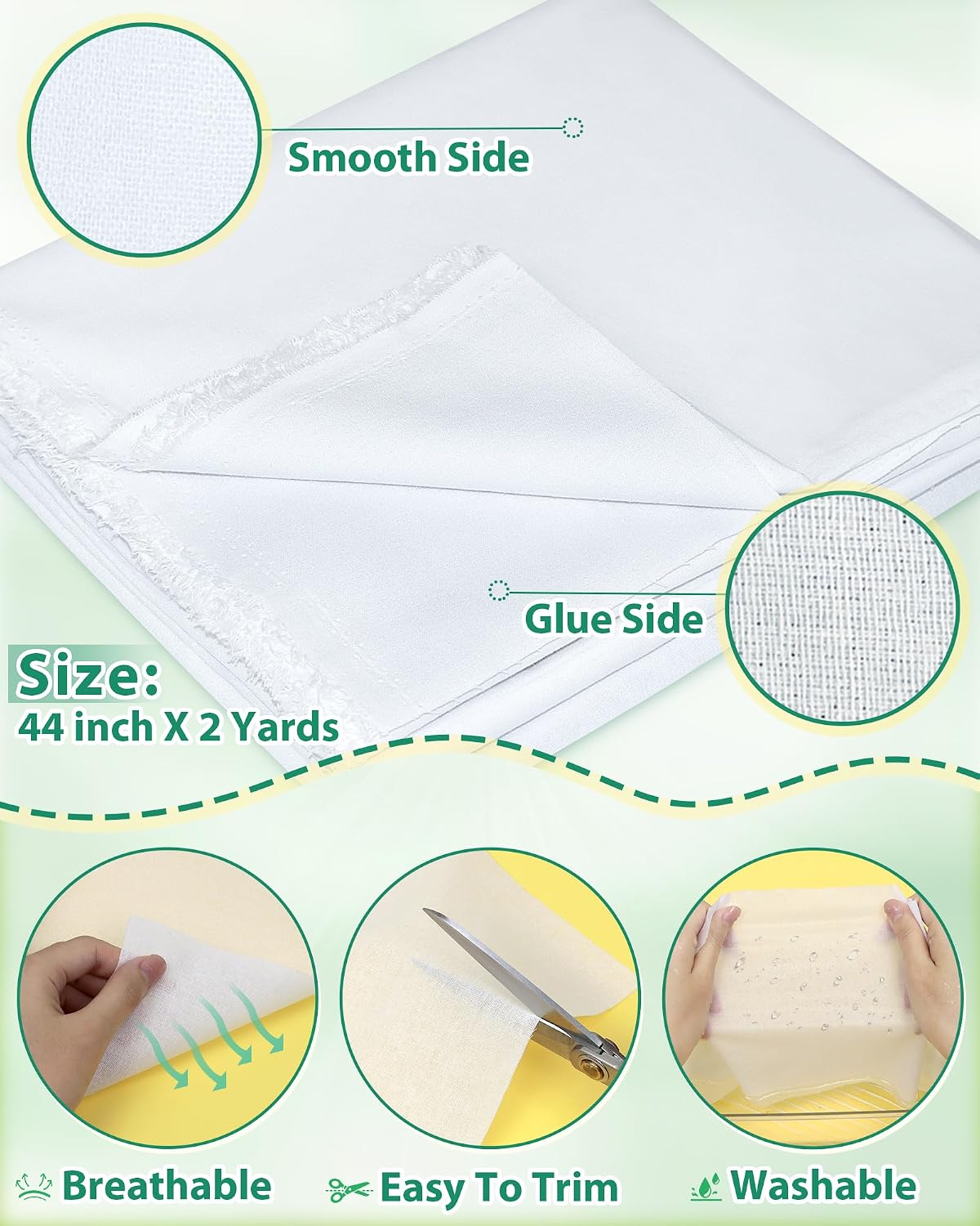 PLANTIONAL Heavy Weight Woven Cotton Iron-On Fusible Interfacing, 44"X