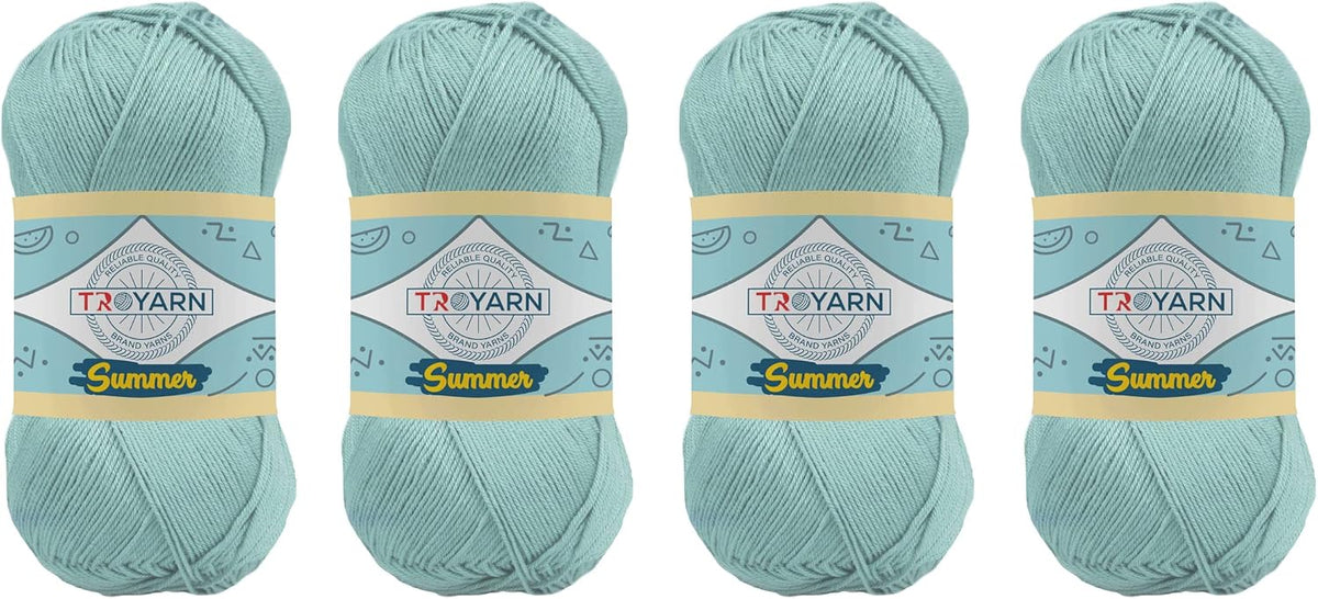 TROYARN Summer (4- Skeins Pack) Silk Effect Hand Knitting Yarn Crochet