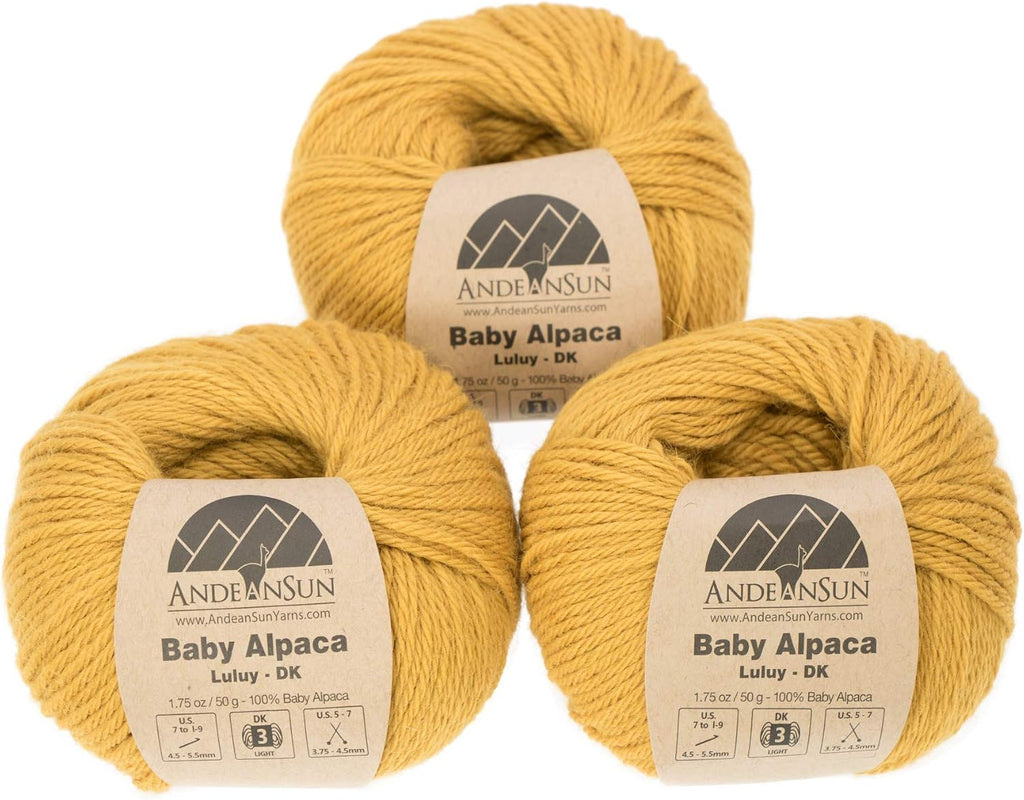 (Set of 3 - Solid Color) 100% Baby Alpaca Yarn Not Wool